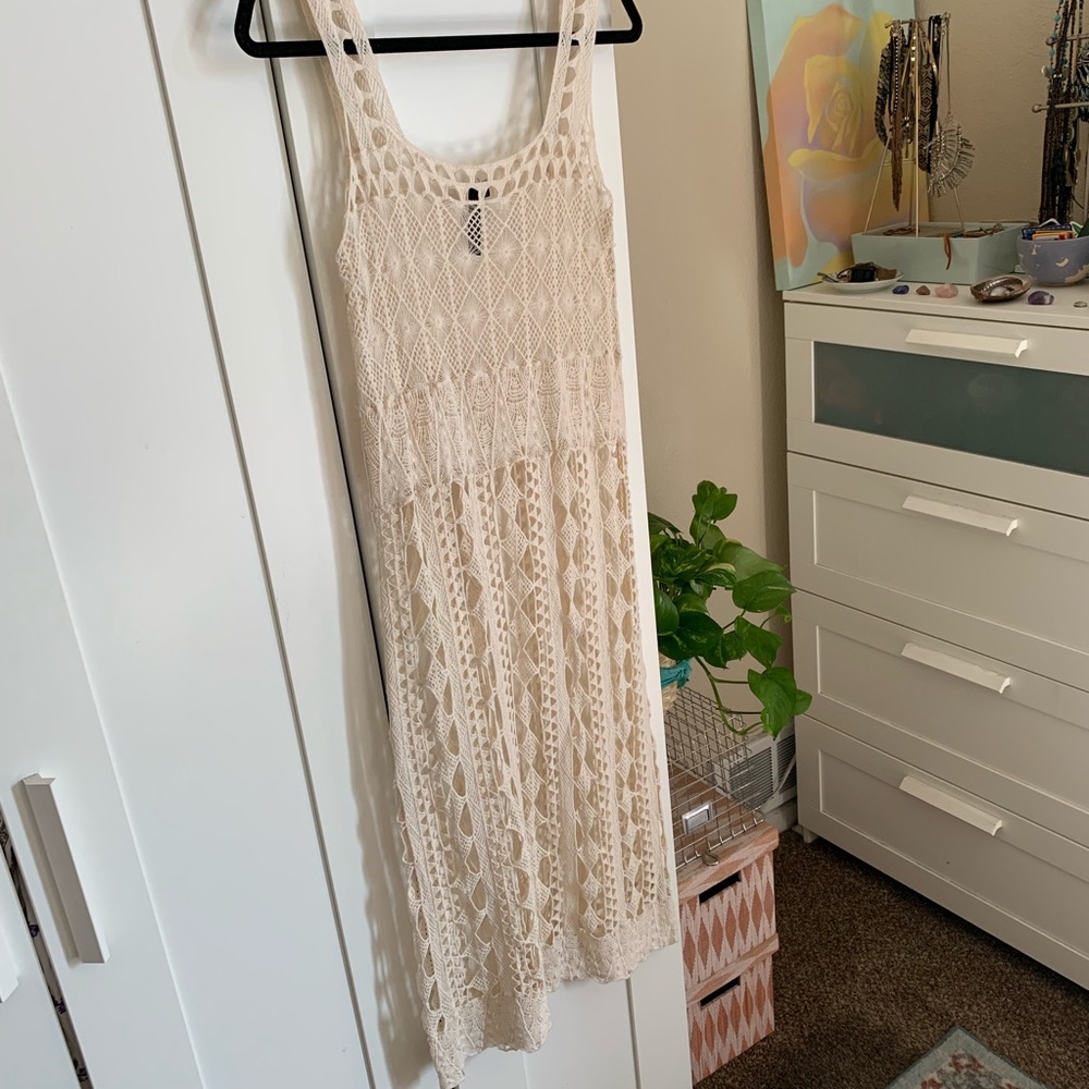BOHO🌼crochet lace midi dress 🌿vintage 70s vibe ✨